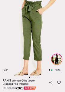 PANIT Olive Green Cropped Trousers