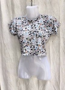 62209. Cute Cartoon Print Cropped Top