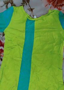 Lime Green Kurta with Blue Stripe