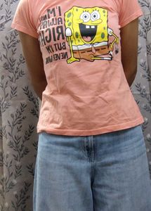 SpongeBob Print Peach Tshirt
