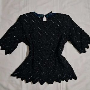 Y2k Vintage Embellished Black Chatpata Desi Top