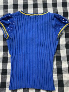 Chic Blue &amp; Yellow Sequin Top