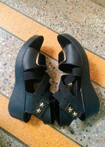 Black Straped Heels/ Wedges