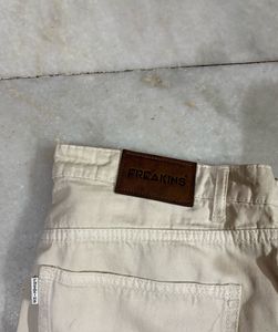 FREAKINS ECRU BEIGE STRAIGHT FIT JEANS 32