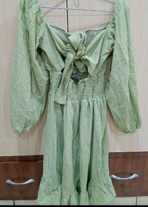 Sage Green Ruffle Mini Dress