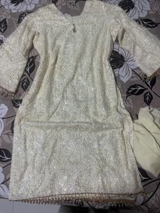 Elegant White Kurta Set with Embellishments