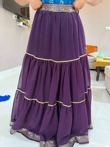 Purple Tiered Ethnic Skirt