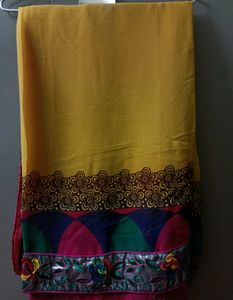 Vibrant Yellow Saree with Floral Border