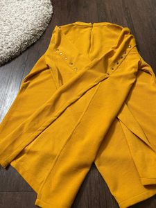 Yellow Split Sleeve Studded Top