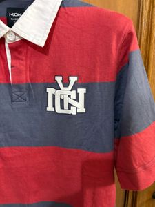 WESTSIDE NUON Men's Striped Rugby Polo Shirt
