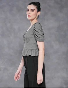 Shein Chic Gray Peplum Top