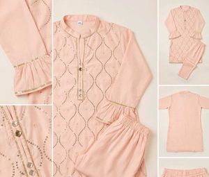 Elegant Pink Embroidered Kurta with pant