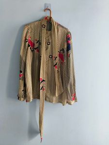 Vintage Geometric Print Blouse