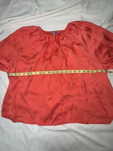 Neon Peach Satin Blouse