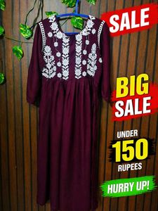Maroon Kurta with White Embroidery