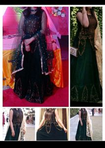 Designer Gown 🔥❤️ Green Velvet mehendi dress