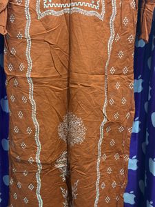 Orange Embroidered Kurta Set
