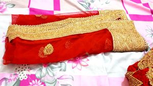 Red &amp; Gold Embroidered Lehenga Choli