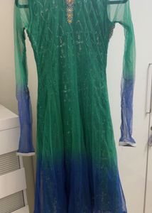 Stunning Green &amp; BlueEmbellished Wedding Kurta Set