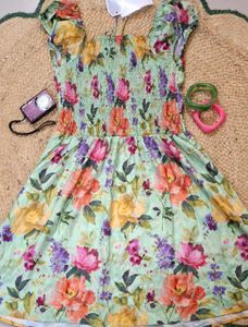 ୨୧ Whimsical Floral Milkmaid Mini Dress ୨୧