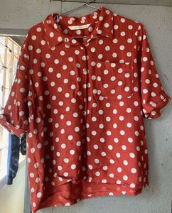 Rust dotted Button-Up Shirt
