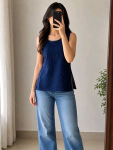 Stylish Blue Sleeveless Top
