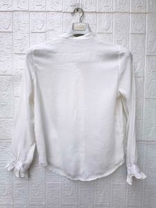 Korean Pinterest Elegant White Bow Neck Blouse