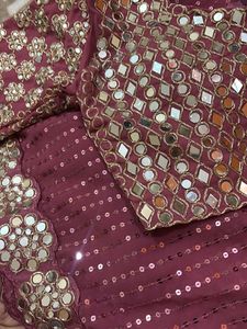 Mirror Embellished Sequin Saree