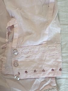 lace pale pink sequinned shirt
