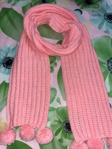 Chunky crochet Scarf with Pom Poms