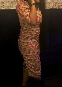 Floral Ruched Midi Dress