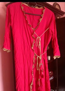 Hot Pink Semi Angrakha Kurta