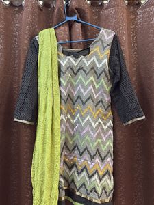 Heavy embroidery Kurti pant duppata set