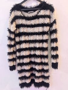 Striped Fuzzy Sweater Dress