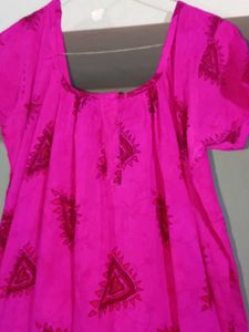 Vibrant Pink Printed nighty