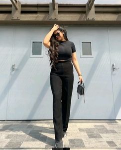 High Waisted Straight Trousers