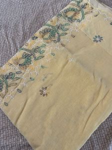 Yellow Chikan kari Saree