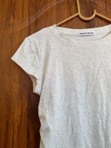 Light Grey basic Ruched Side T-Shirt
