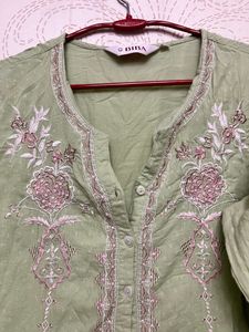 Beautiful Green Kurta With Pink Plazoo