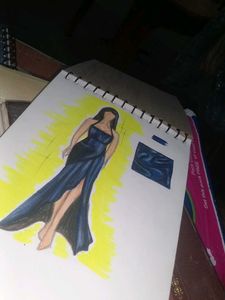 Elegant Blue Evening Gown Sketch