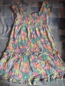 Colorful Floral Print Smocked Dress🎀💗