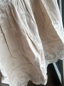 Cotton Shifli Lace Peach Dress - Small Size