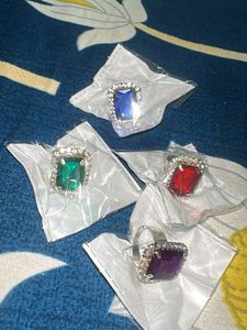 Sparkling Gemstone Statement Rings Set