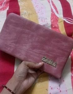 🌷ZARA Pink Suede Zip Around Wallet