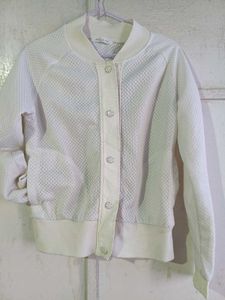 White Mesh Bomber Jacket