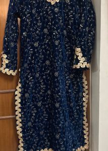 Premium Velvet Suit Set with Embroidery Sequence