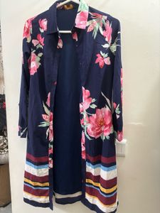 ZINK LONDON Navy Floral Button-Up Shirt Dress