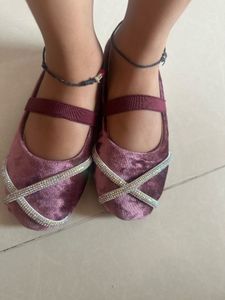 Sparkly Velvet Ballerina Flats
