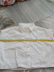 White Cropped Shirt with Tie Detail