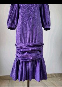 Elegant Purple Ruched Midi Dress